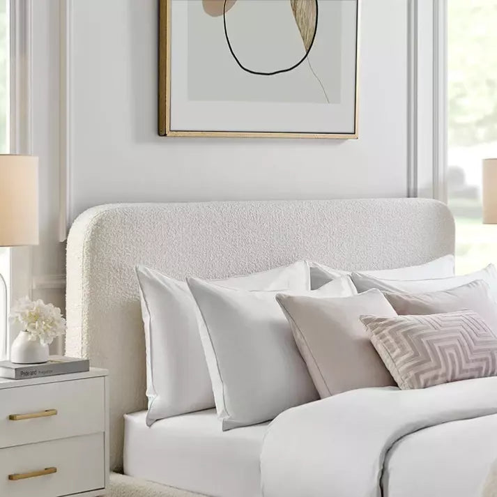 DUSK Boucle Upholstered Bed Frame Ottoman Gas Lift Bed - Macbabeds