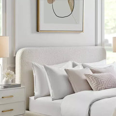 DUSK Boucle Upholstered Bed Frame Ottoman Gas Lift Bed - Macbabeds