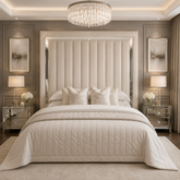 Chelsea Cream Mirrored Studded Premium Tall Headboard