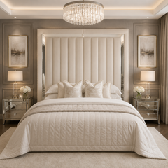 Chelsea Cream Mirrored Studded Premium Tall Headboard
