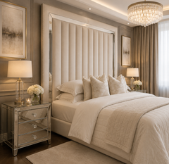 Chelsea Cream Mirrored Studded Premium Tall Headboard