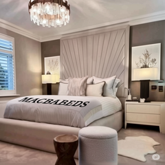 Silentnight Luxury Bed with Sunshine Headboard – Upholstered Bed Frame by MacbaBeds