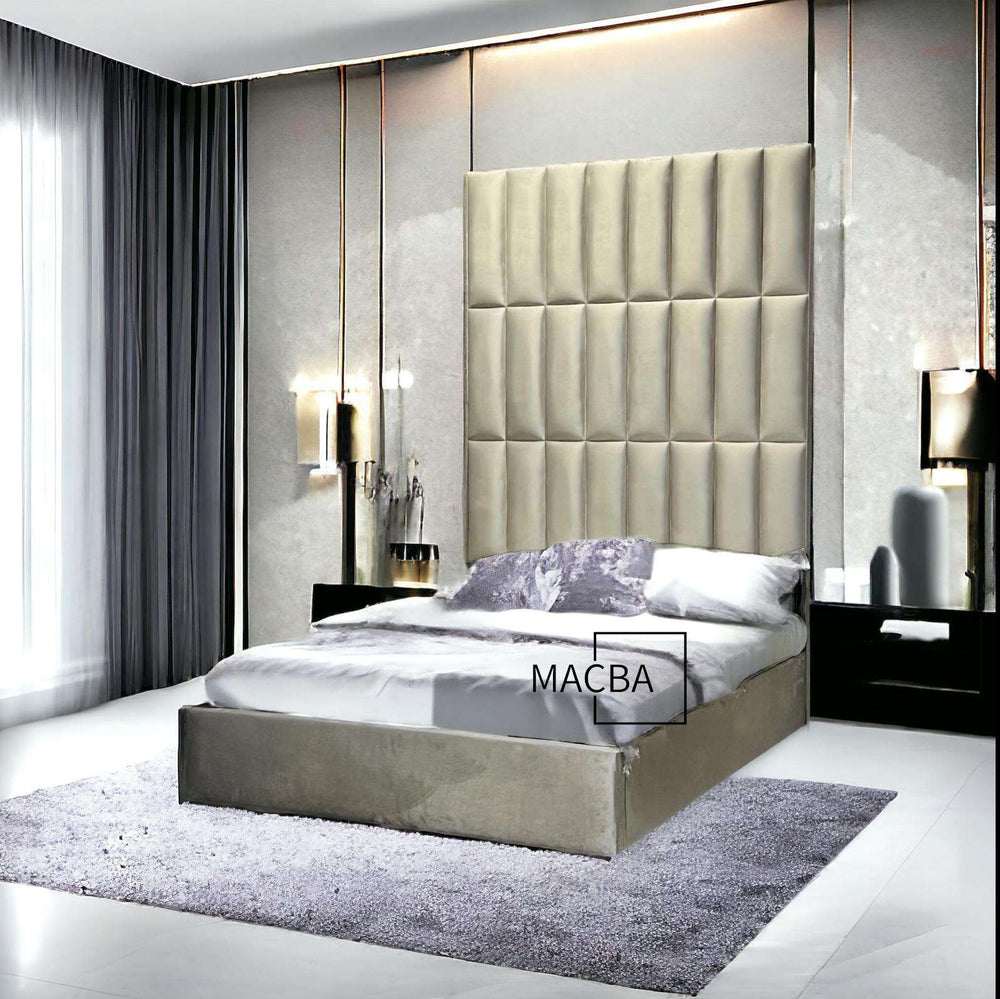 Calvin Zurich Multi Panel Tall Headboard Bed - Macbabeds