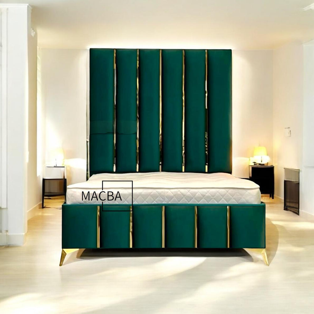 Daisy Panel Bed with Crome & Gold Trim Detailing - Macbabeds