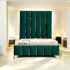 Daisy Panel Bed with Crome & Gold Trim Detailing - Macbabeds