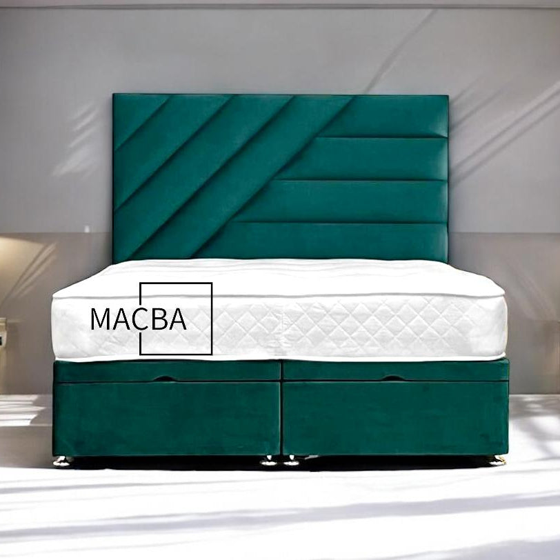 Phoenix Plush Ottoman Gas Lift Fabric storage Bed - Macbabeds