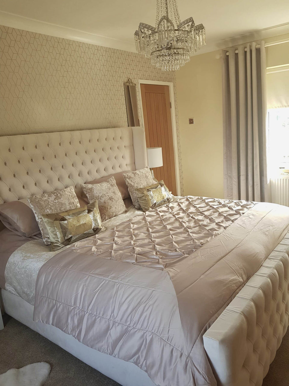 The Astoria Cream Velvet Bed Frame - Macbabeds