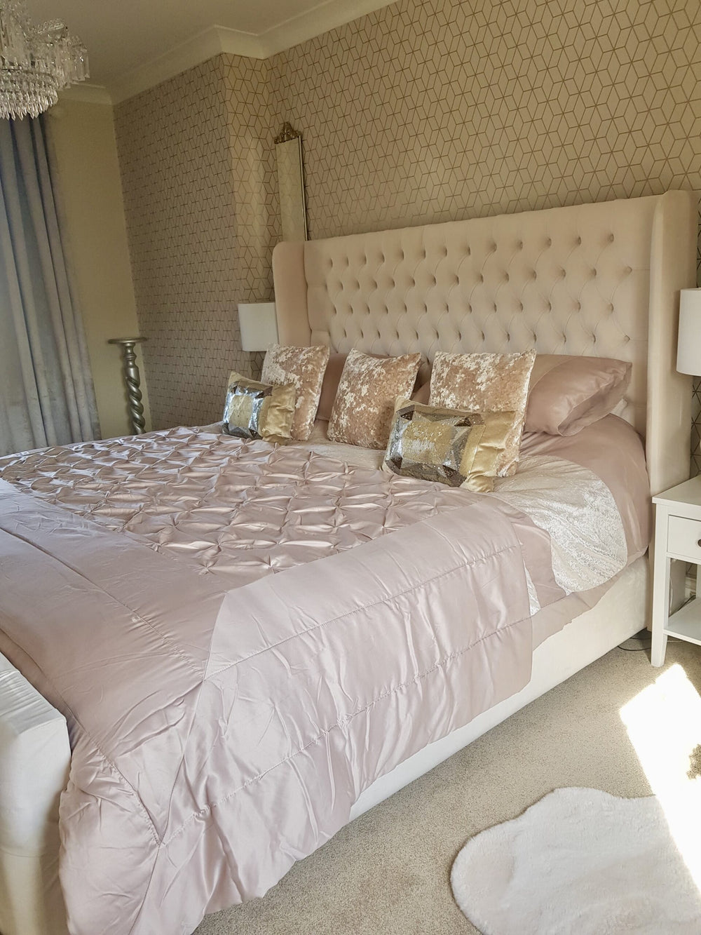 The Astoria Cream Velvet Bed Frame - Macbabeds