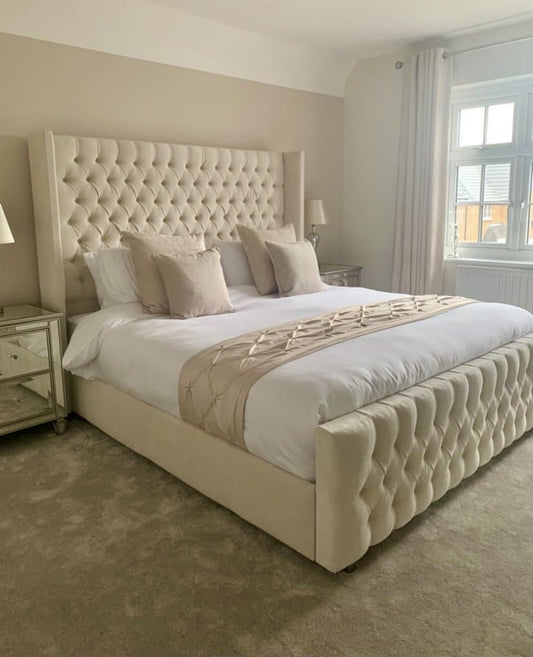 The Astoria Cream Velvet Bed Frame