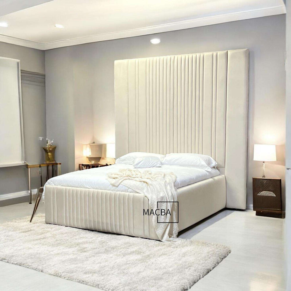 Mona Liza Multi Panel Oversize Extended Headboard Bed - Macbabeds