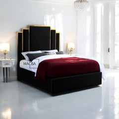Panels Double Bed King with Gold Border Detailing - Macbabeds