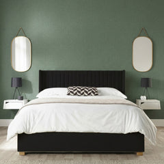 Zenvella Ottoman Bed – Winged Headboard & Twill Upholstery (All UK Sizes) - Macbabeds