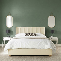 Zenvella Ottoman Bed – Winged Headboard & Twill Upholstery (All UK Sizes) - Macbabeds