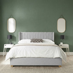 Zenvella Ottoman Bed – Winged Headboard & Twill Upholstery (All UK Sizes) - Macbabeds