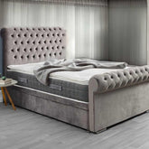 Ascot Royal Divan Bed in Grey Velvet
Chesterfield Velvet Bed with Storage Drawers
Plush Upholstered Bed Frame UK
Luxury Velvet Bed with Tufted Headboard