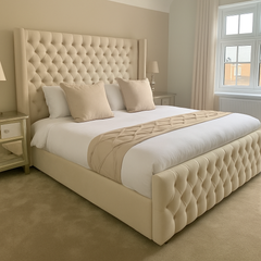 The Astoria Cream Velvet Bed Frame - Macbabeds