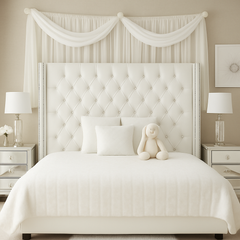 Serenity Royale Storage Bed – Luxury Upholstered Gas Lift Bed With Wingback Headboard - Macbabeds