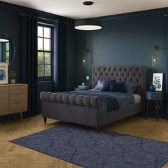 Penelope Scrolled Upholstered Bed – Classic Elegance with Optional Storage - Macbabeds