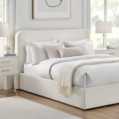 DUSK Boucle Upholstered Bed Frame Ottoman Gas Lift Bed - Macbabeds