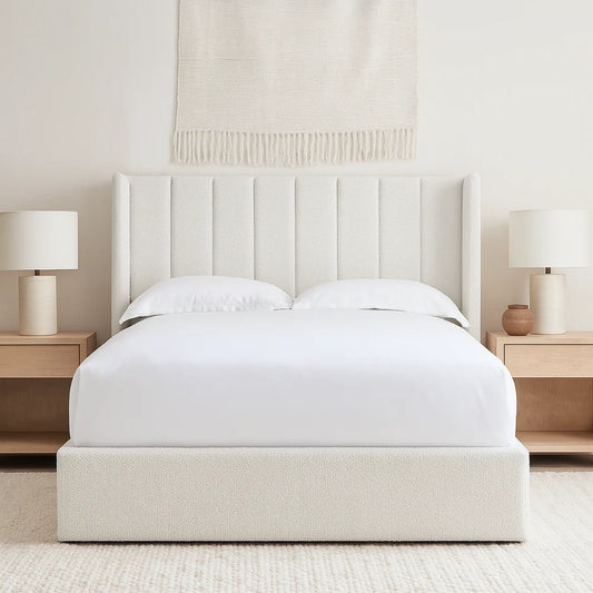 Modern Bouclé Upholstered Storage Bed with Gas Lift Mechanism