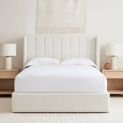 Modern Bouclé Upholstered Storage Bed with Gas Lift Mechanism