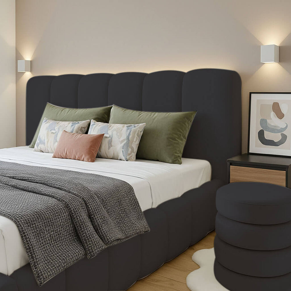 Aspen Cube Bed – Modern Upholstered Frame with Ottoman Storage - Macbabeds