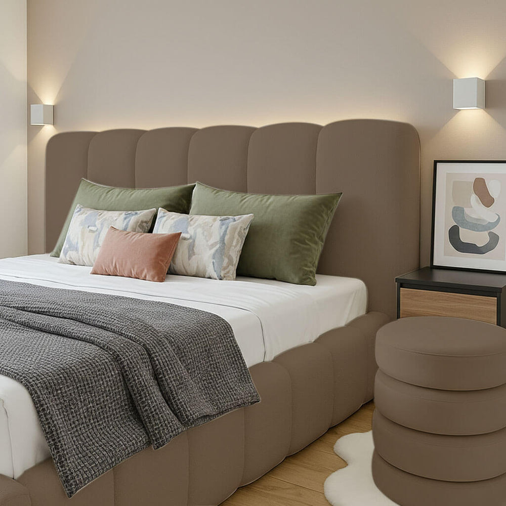 Aspen Cube Bed – Modern Upholstered Frame with Ottoman Storage - Macbabeds
