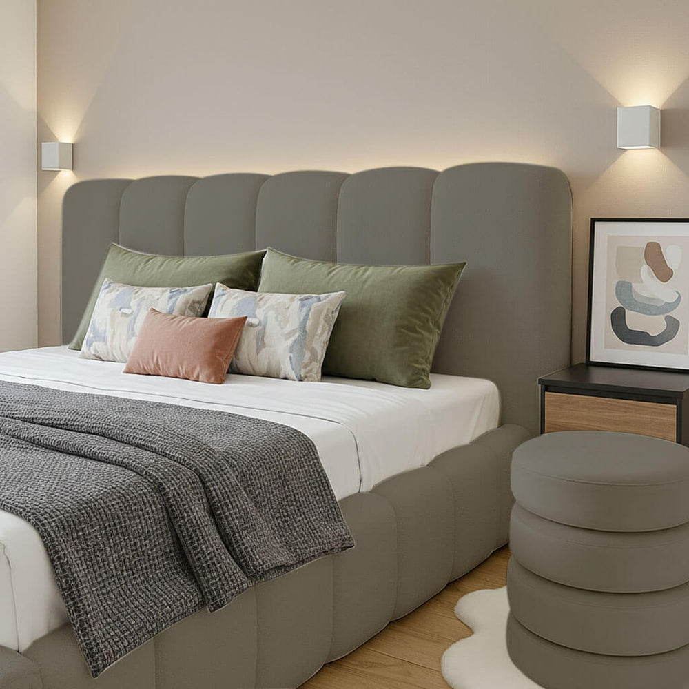 Aspen Cube Bed – Modern Upholstered Frame with Ottoman Storage - Macbabeds