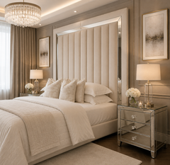 Chelsea Cream Mirrored Studded Premium Tall Headboard