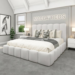 Macba Beds – Aspen Luxury Bed with Cube Upholstery & Ottoman Storage