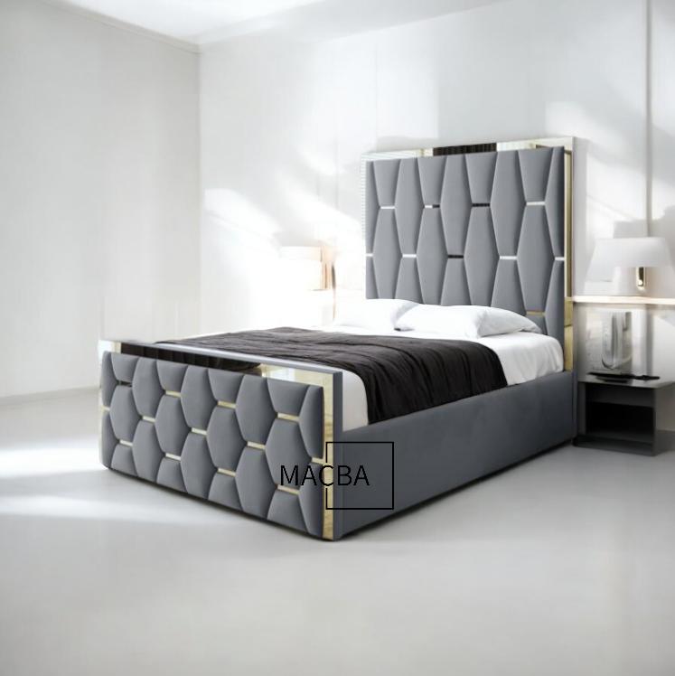3D Hexagon Panels with Gold Strip Bed Designs - Macbabeds