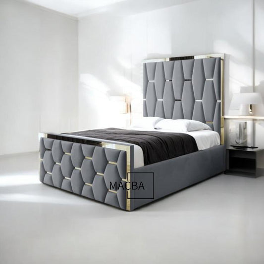 3D Hexagon Panels with Gold Strip Bed Designs - Macbabeds