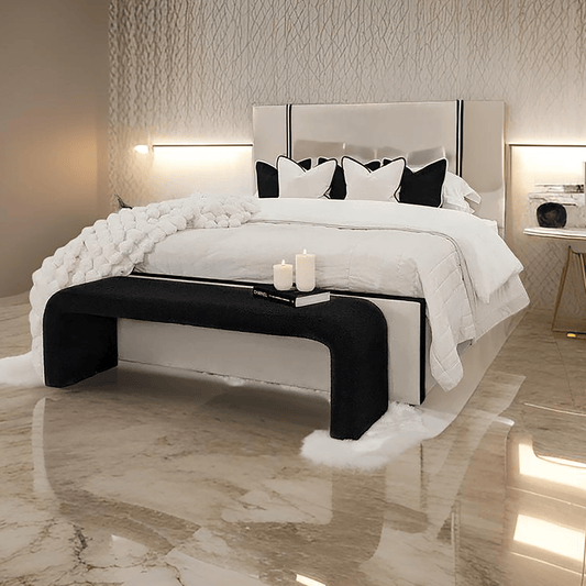 Wilson Velvet Bed with Black Contrast Borders