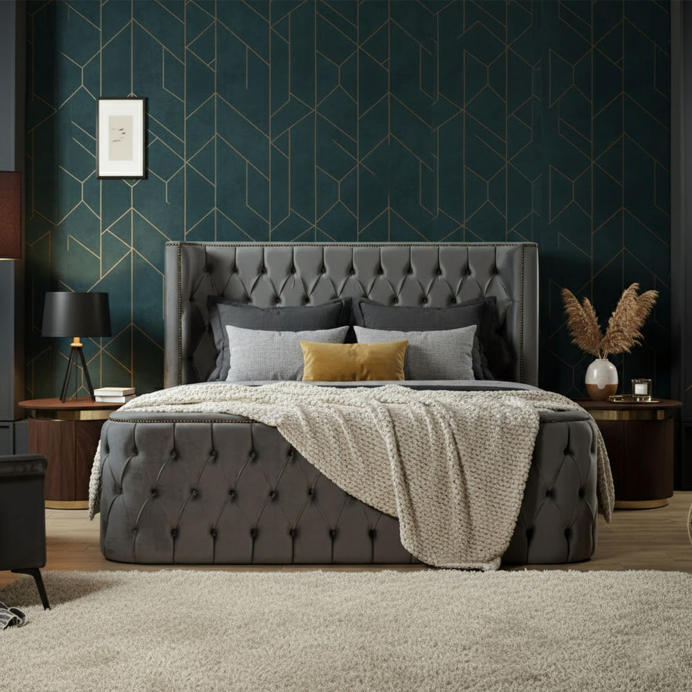 Luxury Upholstered Bed with Gas Lift Storage Option - Macbabeds