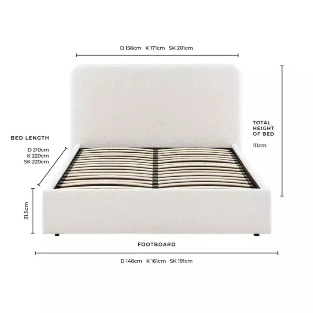 Monroe Cream Bouclé Bed frame- Macbabeds