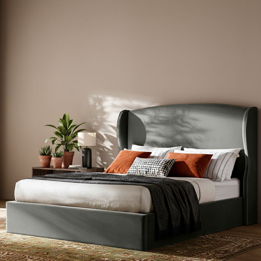Hearthside Wing Upholstered Bed - Macbabeds