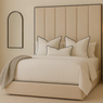 Luxe Velvet Panel Bed Frame with Black Piping – Hotel Style Design (All UK Sizes)