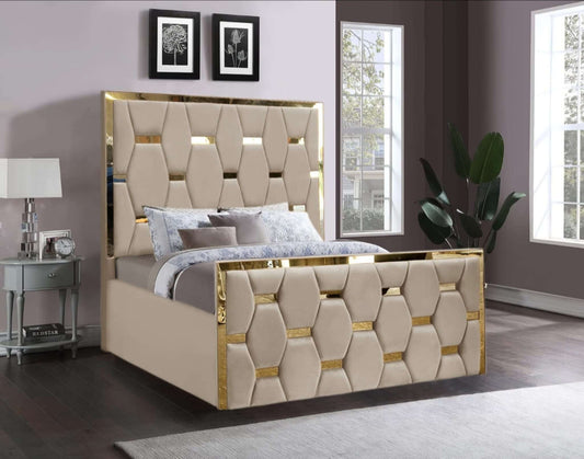 3D Hexagon Panels with Gold Strip Bed Designs - Macbabeds