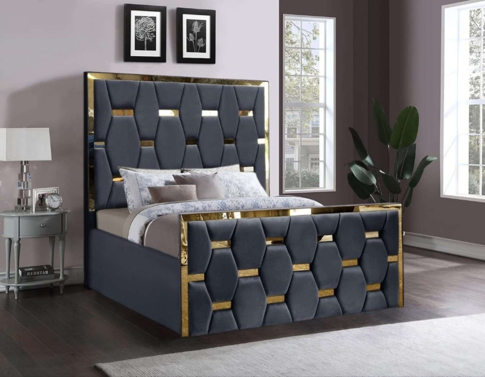 3D Hexagon Panels with Gold Strip Bed Designs - Macbabeds