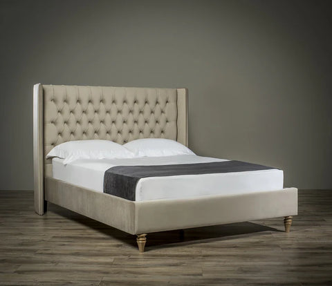 Liberty Winged Upholstered Bed Frame – Elegant Piped Design (All UK Sizes)