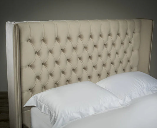 Liberty Winged Upholstered Bed Frame – Elegant Piped Design (All UK Sizes)