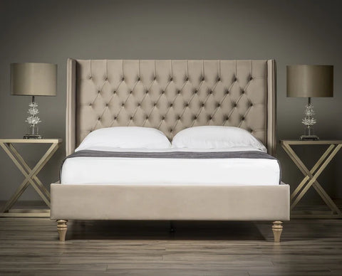 Liberty Winged Upholstered Bed Frame – Elegant Piped Design (All UK Sizes)