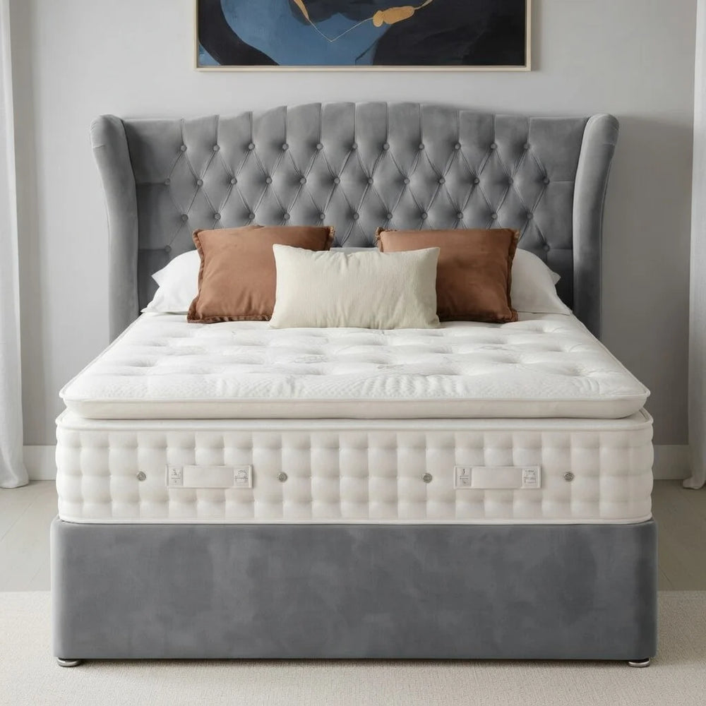 Chesterfield Luxe Wing Divan with Memory Foam Mattress - Macbabeds