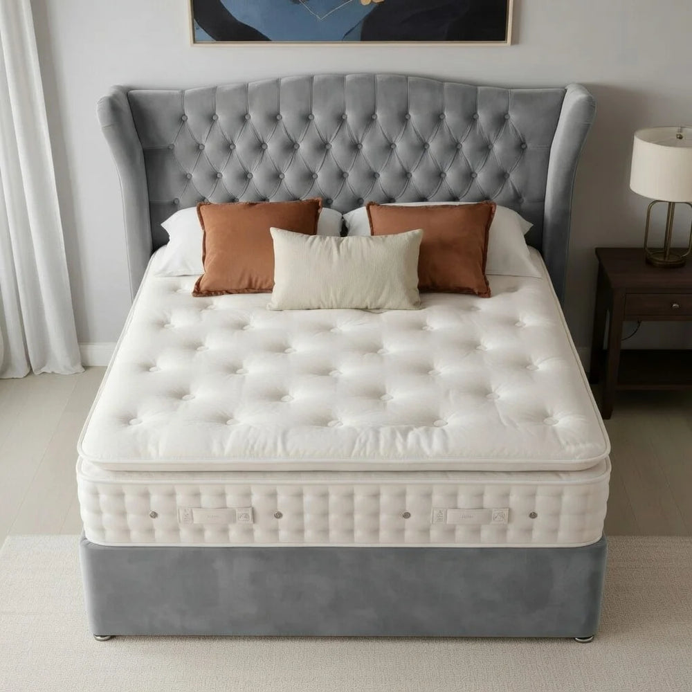 Chesterfield Luxe Wing Divan with Memory Foam Mattress - Macbabeds