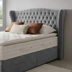 Chesterfield Luxe Wing Divan with Memory Foam Mattress - Macbabeds