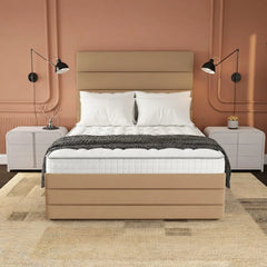claridge velvet bed with white bedding