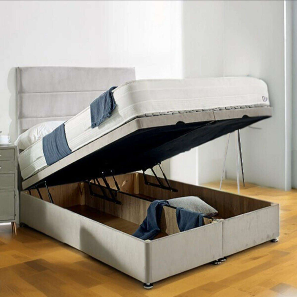 The Eden Luxe Velvet Bed in Grey Upholstery

Modern Upholstered Velvet Divan Bed with Storage

Luxury Velvet Bed Frame UK

Panelled Headboard Velvet Bed