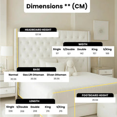 Luxury Serenity Royale Storage Bed with tall tufted wingback headboard, white bedding, and elegant white canopy drapes in a serene bedroom setting