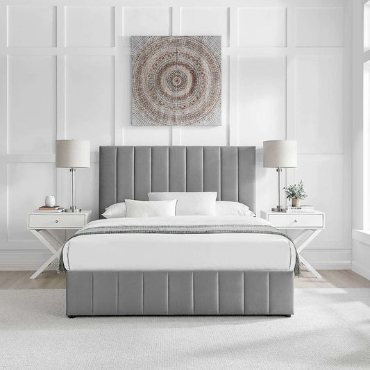 Tokyo Luxury Velvet Panel Ottoman Bed