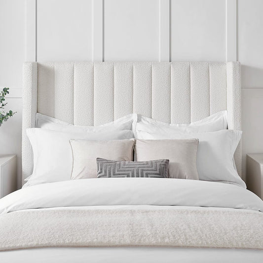 Luxury Bouclé Upholstered Platform Bed with Gas Lift Storage